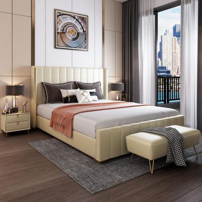 China (Others) Modern Luxury Bedrooms Adjustable Upholstered Synthetic Leather Bed for sale