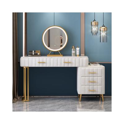 China Adjustable/storage/durable/modern/high-quality/easy-installation/simple and elegant modern vanity dressing table with lighted mirror for sale