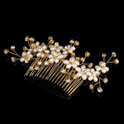 China Handmade Fashion Hair Comb Wedding Tiara Rhinestone Pearl Hair Comb Fancy Bridal Headpiece Hair Accessories for sale