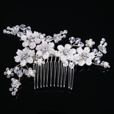 China Handmade Fancy Flower ABS Pearl Hair Flower Bridal Hair Comb Wedding Bridal Hair Accessories Jewelry Jewelry for sale