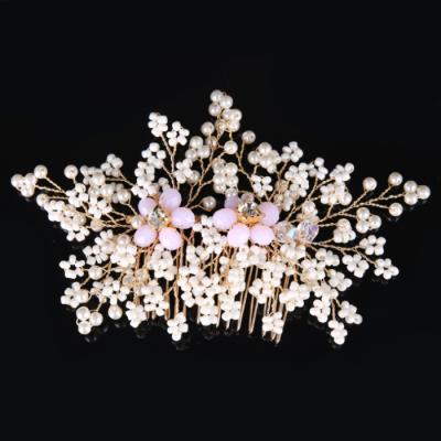 China European and American fancy flower handmade bridal jewelry hair comb headdress wedding flower accessories crystal hair tiara for sale