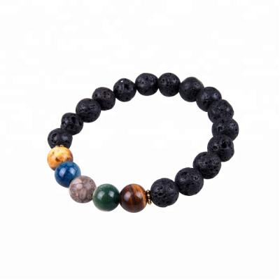 China Stretch Mens Bracelet Natural Volcanic Stone Beads Bracelet for sale