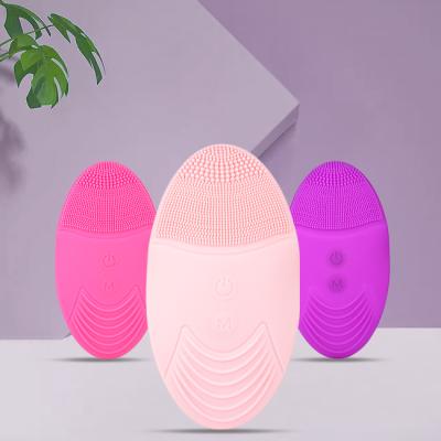 China Amazon Hot Sale Acne Treatment Silicone Exfoliator Waterproof Silicone Brush Ultrasonic Facial Cleansing Scrubber for sale