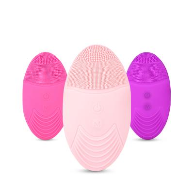 China Acne Treatment Silicone Brush Ultrasonic Facial Cleansing Face Exfoliating Spa Skin Massager Electric Rechargeable Cleansing Brushes for sale