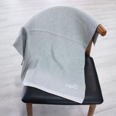 China 100%Cotton Hot Sale 100%Cotton Plain Knitted Blanket Embroidery Knit Shawl Sleep Knit Throw Blanket for sale