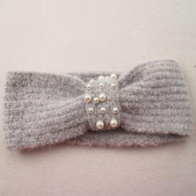 China chic elastic 85%Acrylic knot knit headband with beads knitted headband for women for sale