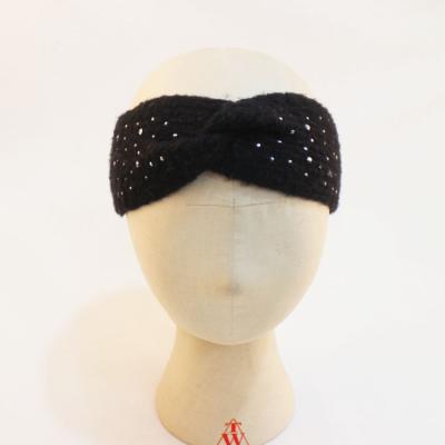 China wholesale 100%Polyester Rhinestone Elastic Yarn Knit Headband Women Knit Headband for sale