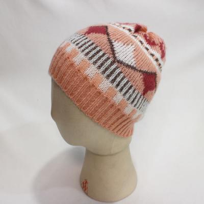 China JOINT Warm Mohair With Lurex Jacquard Knit Beanie Knit Hat Women Knit Hood for sale