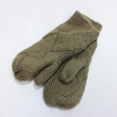 China Wholesale Simple Winter Warm Recycled Yarn Knit Gloves Recycled Yarn With Fleece Lining Knit Mitten for sale