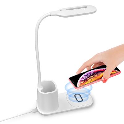 China New Modern Design 3 in 1 10W QI Stand Fast Wireless Charging Wireless Charger with Desk Lamp for sale