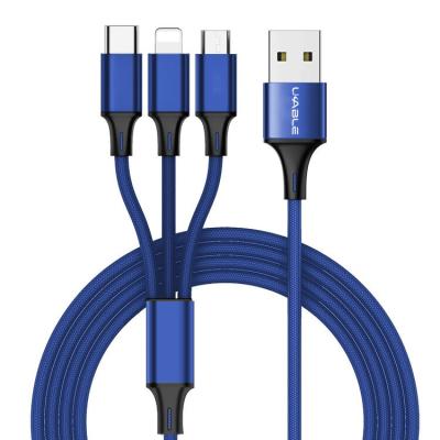 China Fabric Braided Multi Wire Connector Quick Charging Nylon Braided 3 In1 Usb Cable for sale