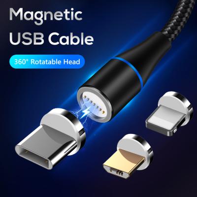 China Fabric Braided Wholesale 3 Wire In 1 USB Cable Magnetic Nylon Braided Charger 3A USB Charging Cable for sale