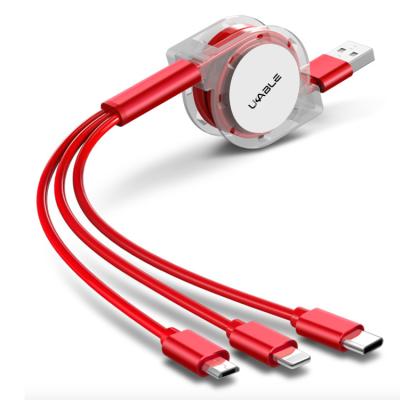 China Wholesale Custom Multi Player MP3/MP4 Cell Phone Charger 3 in 1 USB Fast Charging Micro Data Cable for sale