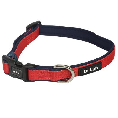 China Dogs Standard Adjustable Red Nylon Dog Pet Collar With Buckle And Neoprene Bottom Layer Waist Mid for sale