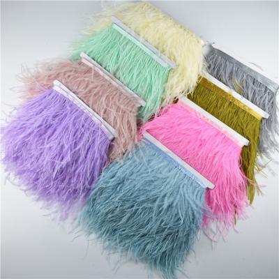 China Sustainable High Quality Fluffy Ostrich Trims Furry Selvage 1cm Clothing Accessories Length 8-10cm Long for sale