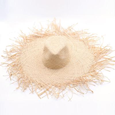 China Natural Character Madagascar Raffia Weave Jazz Style Seaside Sunscreen Straw Hats for sale