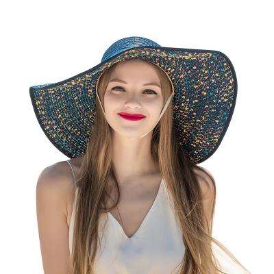 China 2021 New Style Dobby New Style Wide Brimmed Women's Round Straw Hat With Bow Ribbon Beach Sun Hats for sale