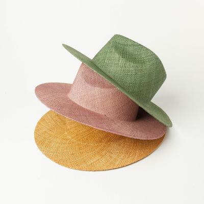 China Dobby Summer Sun Covers Green Woven Straw Hat Jazz Style Customization Surf Hats For Men Women for sale