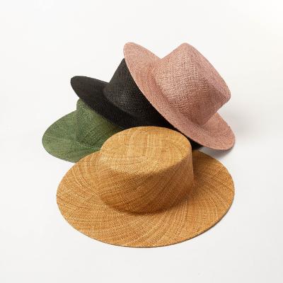 China Dobby Women's Outskirts Trips Flat Top Straw Hat Whisper Oldschool Style Men's Bucket Hats for sale