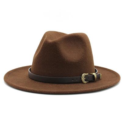 China Character Wool Felt Fedora Hat With Belt Handmade Accessories For Women for sale