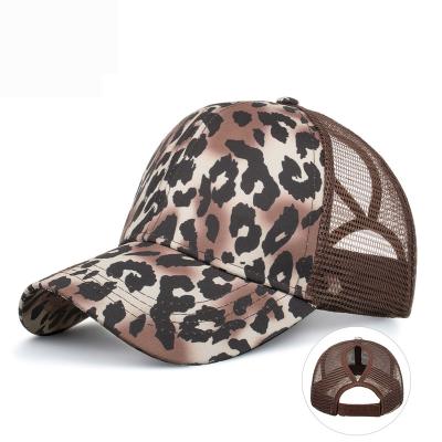 China COMMON Ponytail Hat In Messy Hats Wholesale Mesh Baseball Hat Eith Leopard Bun Tiger Printed for sale