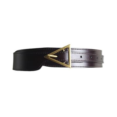 China New Design Triangular Wide Side Ladies Belt Fashion ALLOY Buckle PU Leather Belt for sale