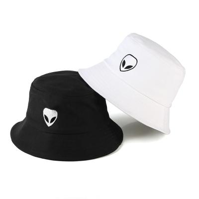 China Alien Character 100% Cotton Embroidered Logo Bucket Hat For Men And Women for sale