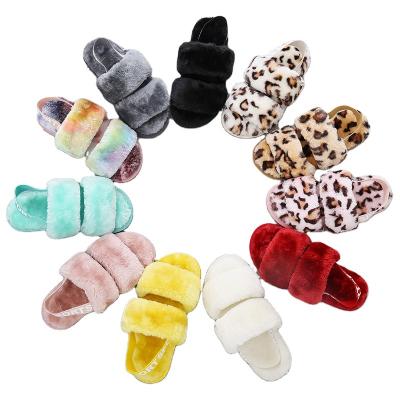 China Fashion Trend Bedroom Slipper Flip Flops Slippers Leopard Print Color Wool Single Shoes for sale