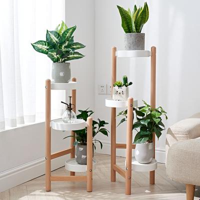 China Indoor Outdoor Living Room 3 Tier Balcony Patio Metal Garden Tall Plant Stands Corner Shelf Flower Multiple Rack Wooden Plant Racks for sale