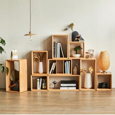 China Combination Home Office Decor Living Room Stepped Bookcase Freely Combined Storage Shelf DIY Modern Irregular Wooden Cube Bookcase for sale