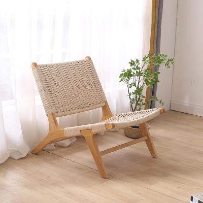 China Disassemble Design Armchair Patio Lawn Garden Garden Backyard Comfortable Reclining Natural Woven Web Lazy Seat Chair Wood Construction for sale