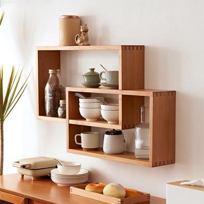 China Storage With 2 Shade Wall Mounted Storage Rectangle Cube Shelves Decorative Modern Contemporary Floating Wood Boxes for sale