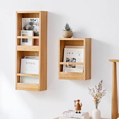 China Wall Mounted Wooden Wine Rack Book Magazine Collection Storage Bottle Rack Living Room Display Wine Rack Organizer for sale