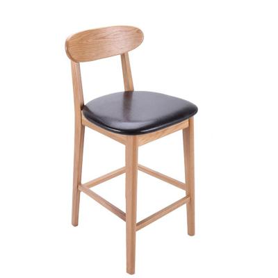 China Minimalist With PU Leather Back Cushion High Wood Frame Barstools Modern Leisure For Kitchen Dining Modern Island Bar Chairs for sale