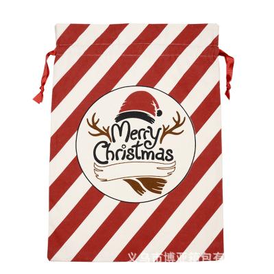 China Christmas 2021 Fashion Cotton Christmas Gift Bag Explosion Style Beam Mouth Pure Green Each Canvas Bag for sale