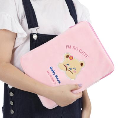 China Journal Used 11 Inch Ladies Cute Bear Laptop Storage Bags Korea Tablet Shockproof Bag for sale