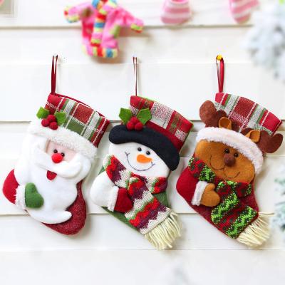 China 2021 Fashion Christmas Socks Gift Bag Small Christmas Decoration Cloth Opens Socks for sale