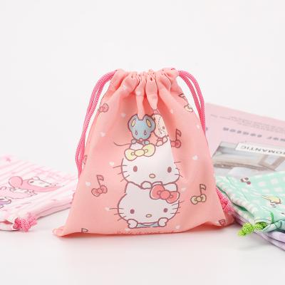 China 2021 High Quality Printed Cute Fashion Cartoon Canvas Drawstring Bag Bouquet Pouch for sale