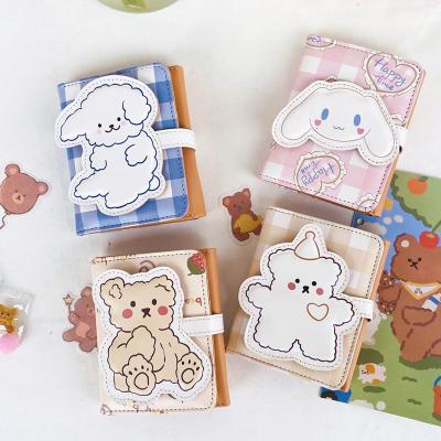 China Wallet Waterproof Original Cute Cartoon Bear Short Coin Clip Triple Press Buckle PU Card Case For Kids for sale