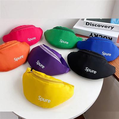 China No Girl Letter Solid Colors Trunk Bag Korean Style Baby Canvas Bag Cute Fashion Waist Bag for sale