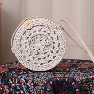 China Vietnam Diagonal One-shoulder Diagonal Beach One-shoulder Handbag Waterproof Rattan Bag Women's Seaside Vacation Retro for sale