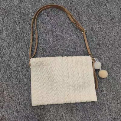 China Straw Bag 2021 New Fashion Waterproof Handmade Woven Beach Bag Woven Casual Single Handbag For Women for sale