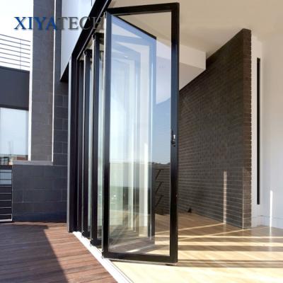 China modern competitive price accordion dwg aluminum folding doors with double tempered glass for sale