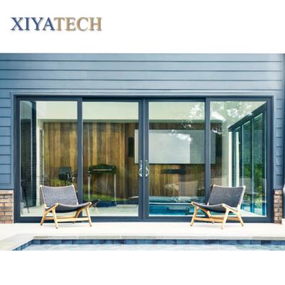 China 8ft Sound Insulation Thermal Break Large Aluminum Patio Sliding Double Glass Doors With Modern Design for sale