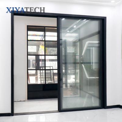 China Sound Insulation Aluminum Sliding Double Low-E Glass Door With Screen for sale