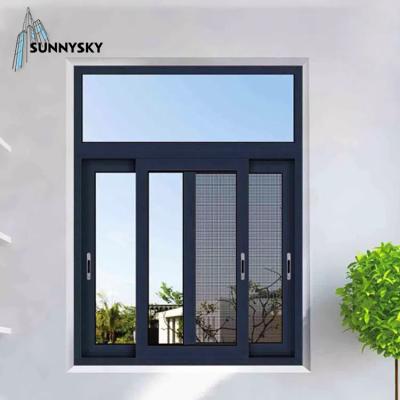 China Aluminum Folding Screen Champagne Color Sliding Window And Doors for sale