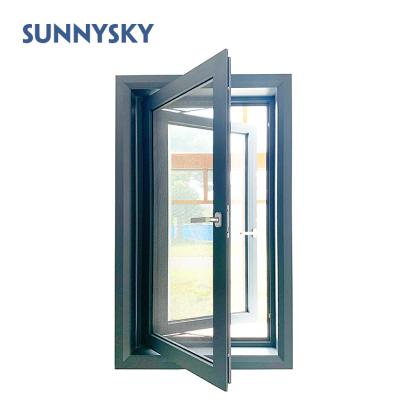 China Folding Aluminum Screen Tempered Glass 36x36 Casement Windows With Mosquito Net for sale