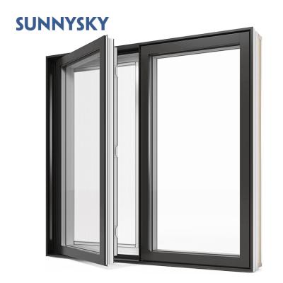 China White Casement Screen Frame Aluminum Folding Folding Windows With Built In Blinds for sale