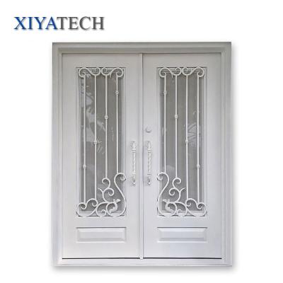 China Modern Customized Antique Brass Pattern Color Wrought Iron Door With Fly Screen Netting for sale