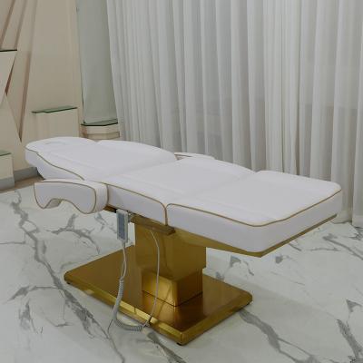 China Modern Stainless Steel High Glass Base Amazon Massage Beauty Salon Heavy Stable Electric Facial Bed for sale